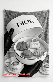 Dior Monochrome Gift Box Fashion Set Flannel Sofa Throw Blanket D265